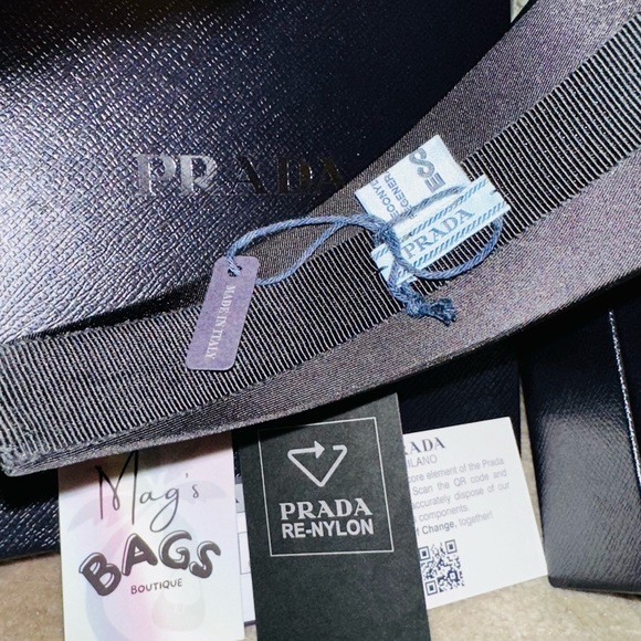 Prada: Re-Nylon Logo 2021 Black Oversized Puffy Headband (NWT) - Picture 7 of 16